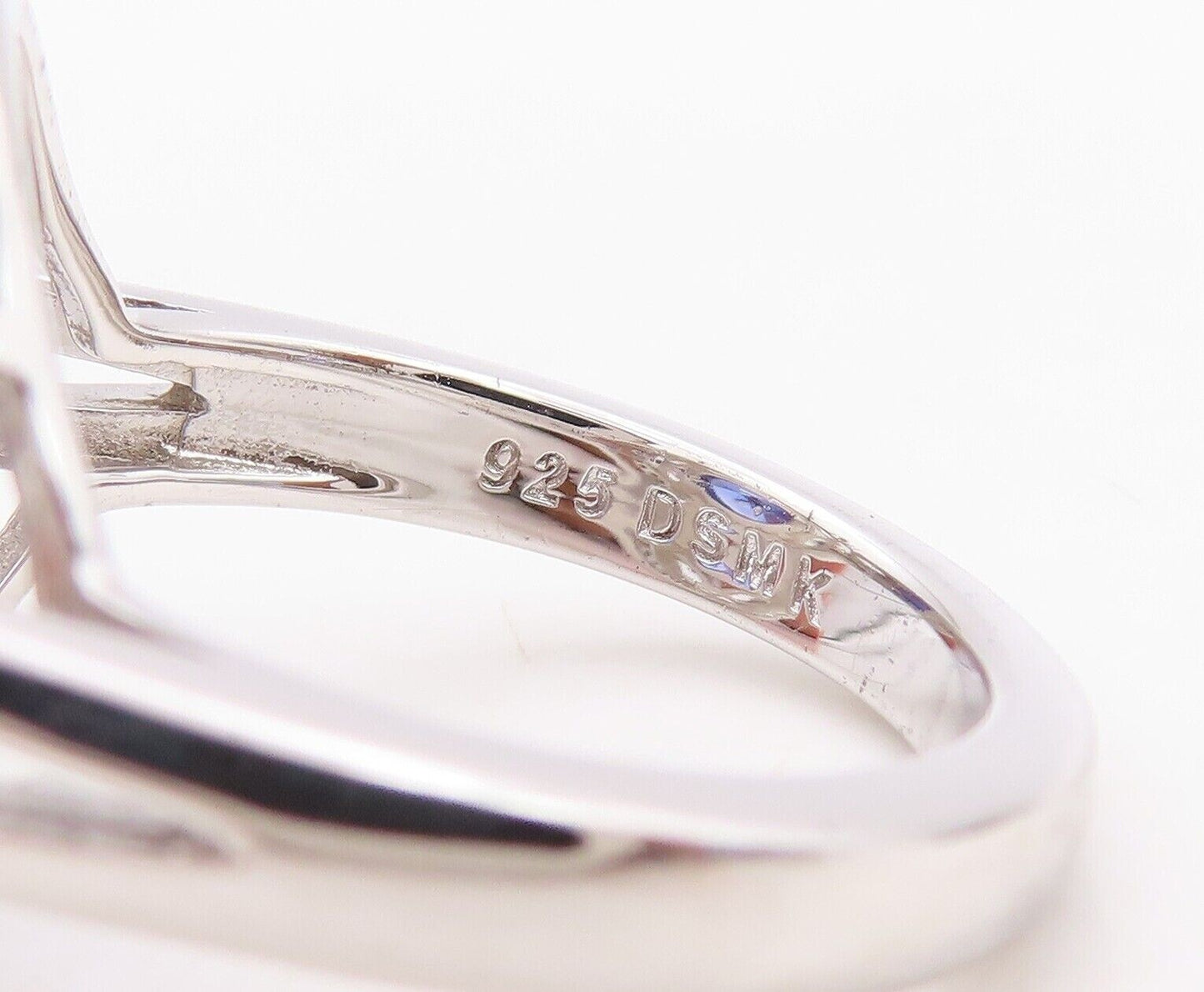 925 Sterling Silver Vintage Ring Sapphire & Topaz Floral Inlay  Sz 7.5  RG30057