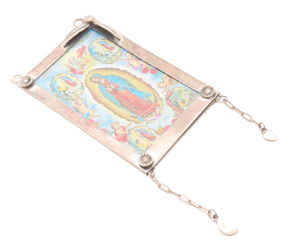 925 Sterling Silver Vintage Pendant Religious Jesus Photo Frame PT23758