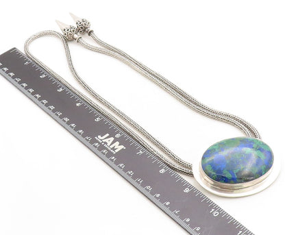 BALI 925 Sterling Silver Vintage Large Gemstone Wheat Chain Necklace NE1619