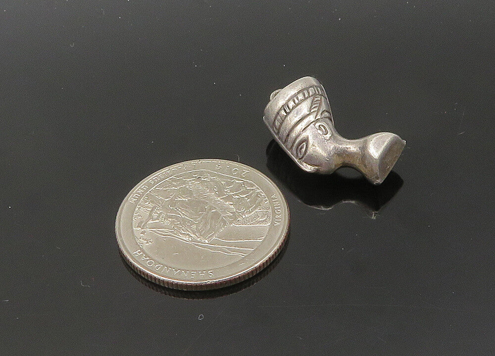 925 Sterling Silver  Vintage Egyptian Queen Nefertiti Hollow Pendant  PT17199