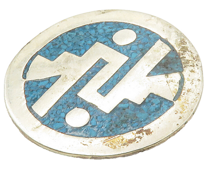 925 Silver Vintage Inlaid Turquoise Patterned Pendant PT13024