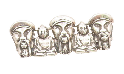 STAMAS 925 Sterling Silver  Vintage Shiny Sitting Buddha Brooch Pin  BP8165
