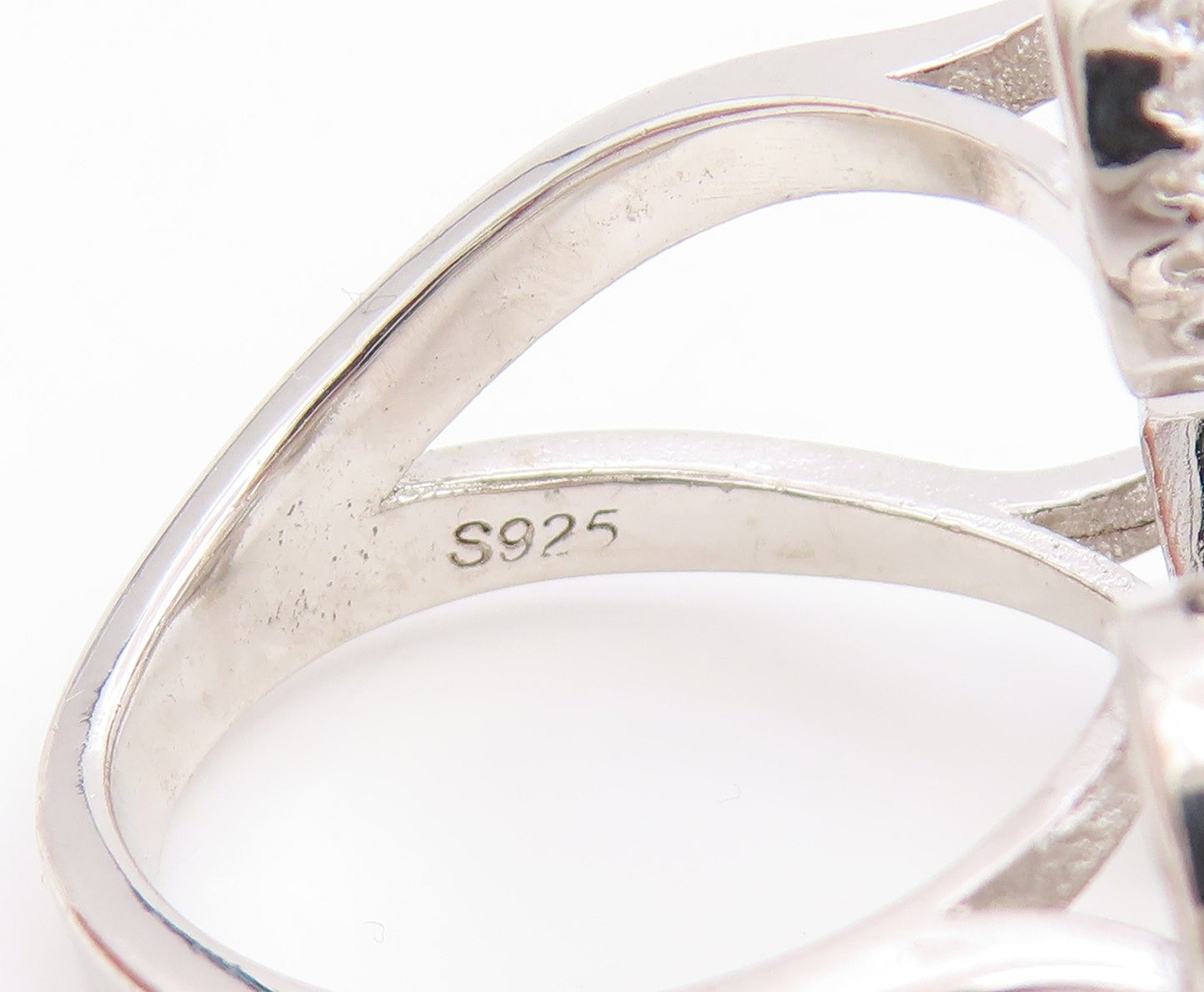 925 Sterling Silver Vintage Ring Multi Shape CZ Halo Open Band  Sz 5.5  RG35521
