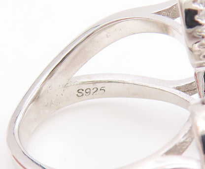 925 Sterling Silver Vintage Ring Multi Shape CZ Halo Open Band  Sz 5.5  RG35521