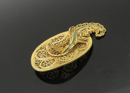 925 Sterling Silver  Vintage Filigree Detail Hat With Feather Pendant  PT16406