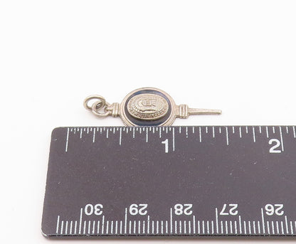 925 Sterling Silver  Vintage Black Onyx High School Pendant  PT17709