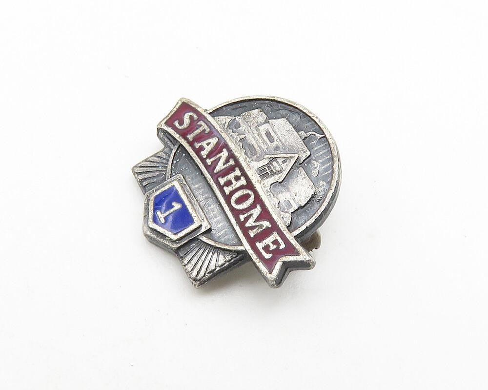 925 Sterling Silver  Vintage Petite Enamel Stanhome Salesman Brooch Pin BP4229