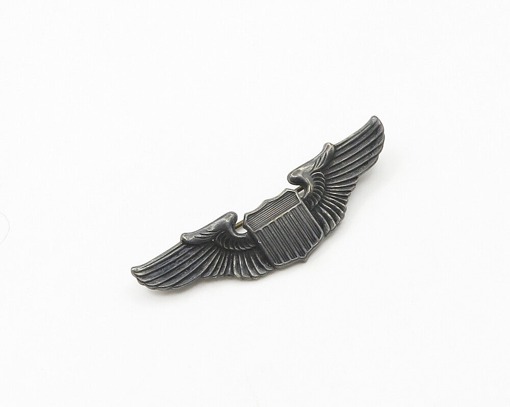 925 Sterling Silver  Vintage US Military Emblem Oxidized Brooch Pin  BP7313