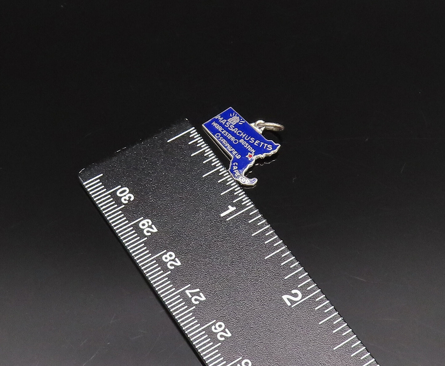 925 Sterling Silver Vintage Enamel Massachusetts State Souvenir Pendant PT21631