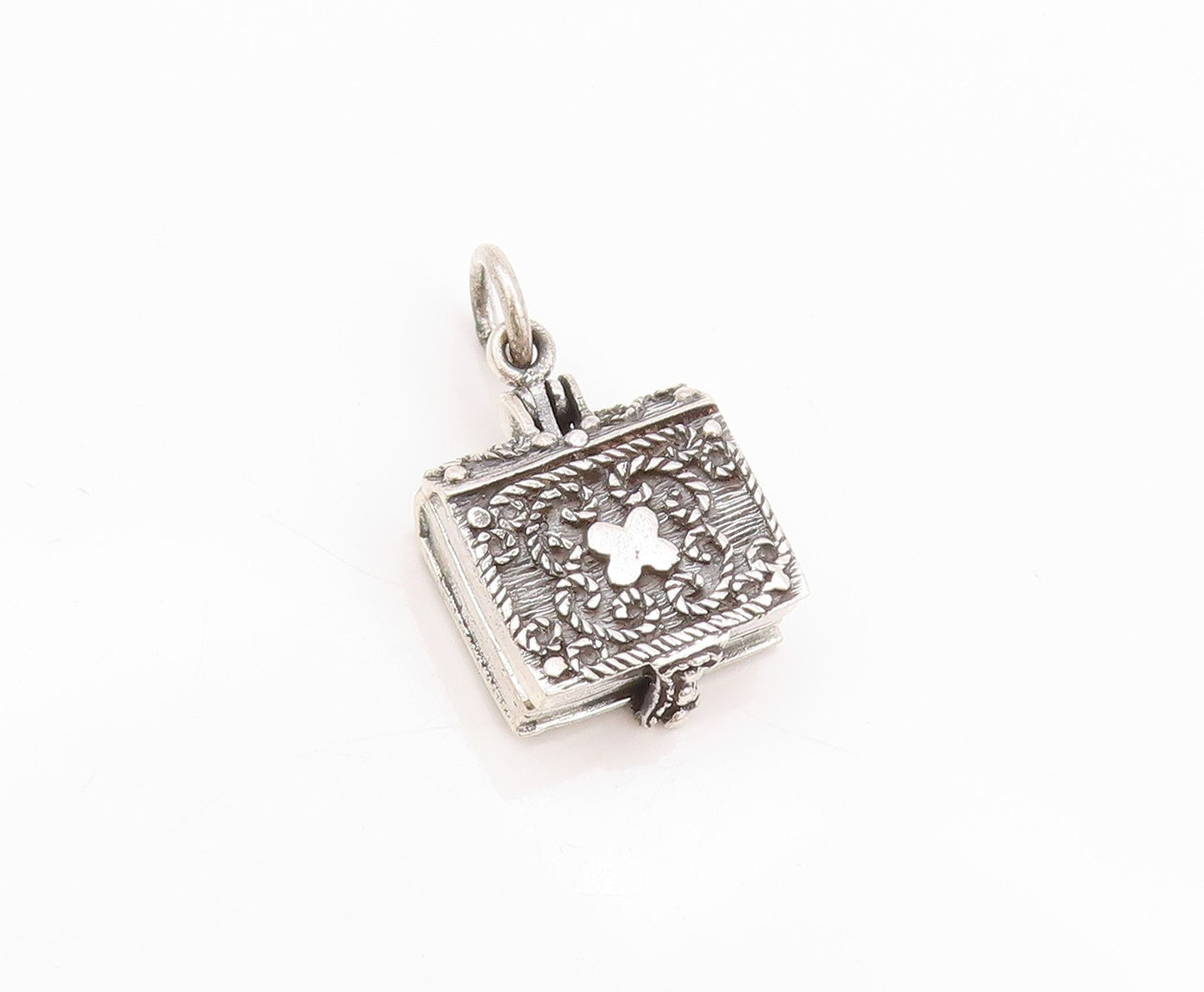 925 Sterling Silver Vintage Pendant Religious Holy Bible (OPENS) PT24070