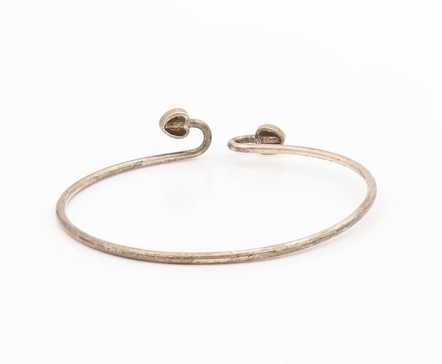 18k Gold & 925 Sterling Silver Vintage Bracelet TIFFANY Dual Love Heart  BT11513