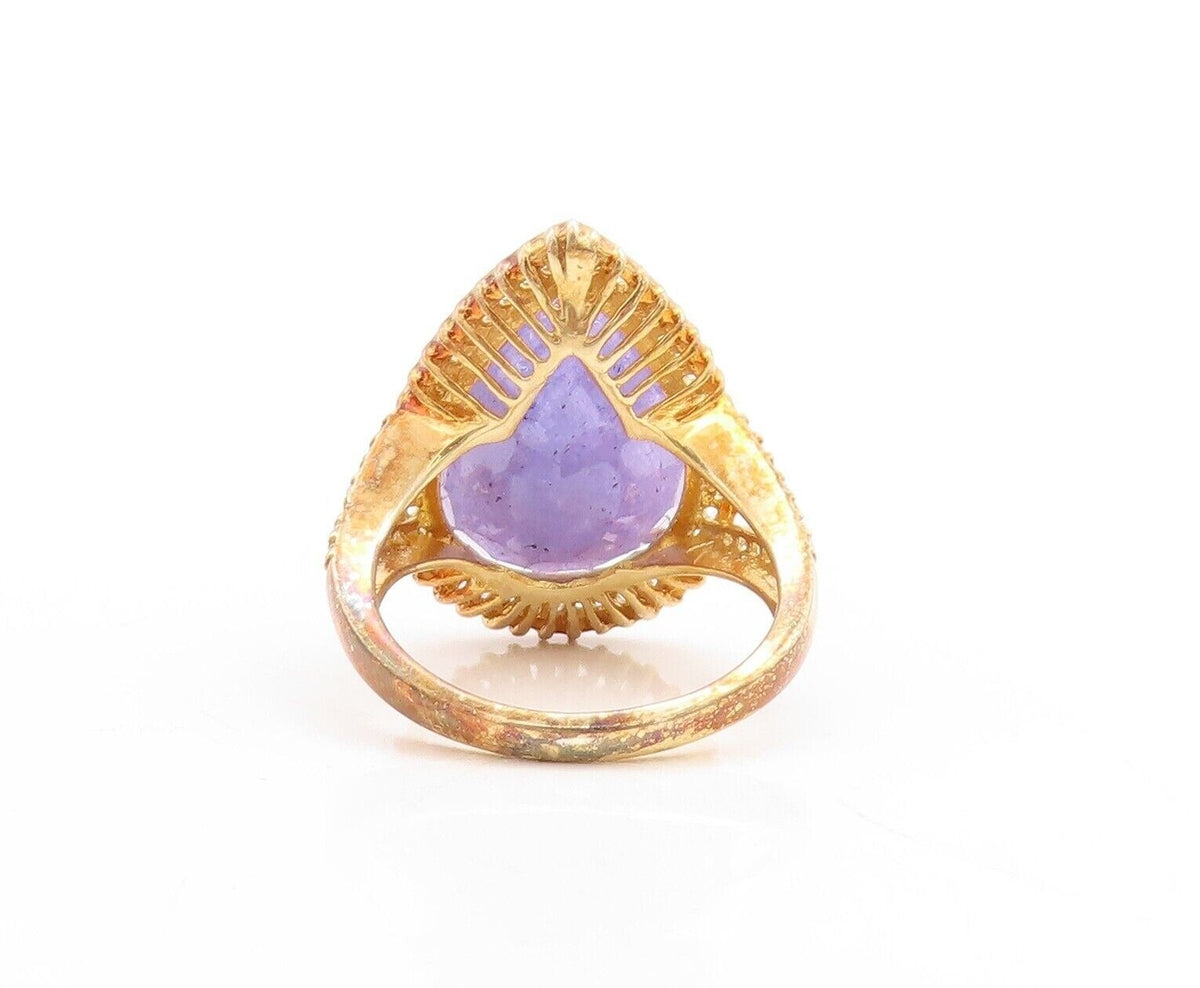 925 Sterling Silver Vintage Ring Gold Plated Tanzanite Halo Topaz  Sz 7  RG30099