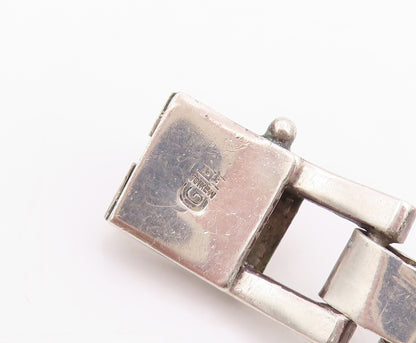 925 Sterling Silver Vintage Necklace MEXICO Brutalist Rectangle Choker  NE4443