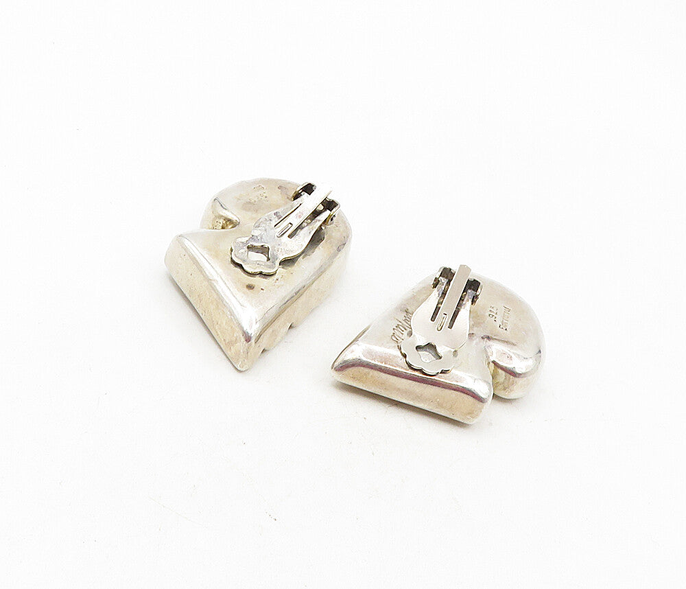 ELECTROFORMED 925 Silver Vintage Modernist Hollow Non Pierce Earrings EG4683