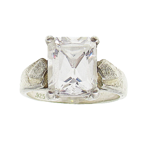 925 Sterling Silver  White Cubic Zirconia Engagement Ring Sz 7  RG2950