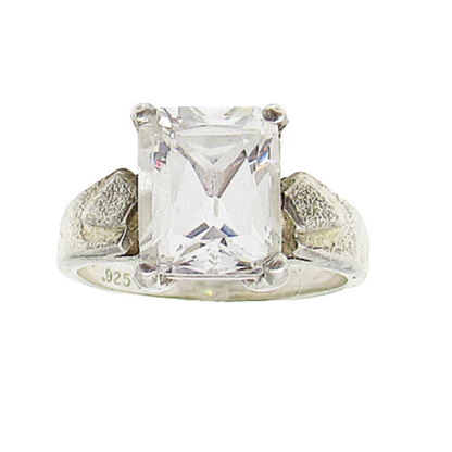 925 Sterling Silver  White Cubic Zirconia Engagement Ring Sz 7  RG2950