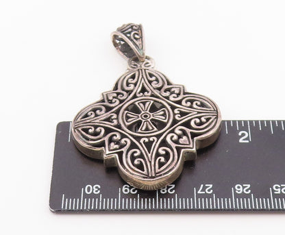 925 Sterling Silver Vintage Pendant Intricate Filigree Quatrefoil Cross  PT26402