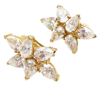 925 Sterling Silver  Cubic Zirconia Gold Plated Non Pierce Earrings  EG5837