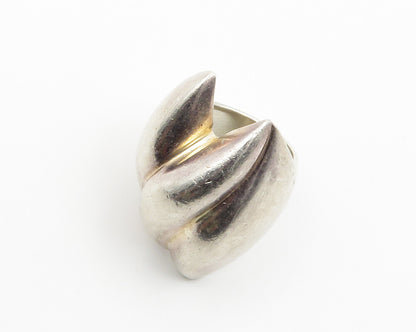 MEXICO 925 Sterling Silver  Vintage Shiny Sculpted Band Ring Sz 7  RG14746