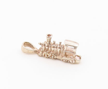 925 Sterling Silver  Vintage Petite Shiny Steam Train Pendant  PT18170