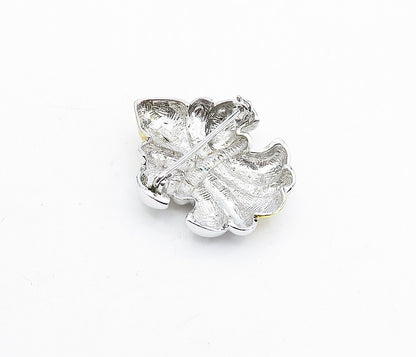 925 Sterling Silver  Vintage Shiny Two Tone Fleur De Lis Brooch Pin  BP1505