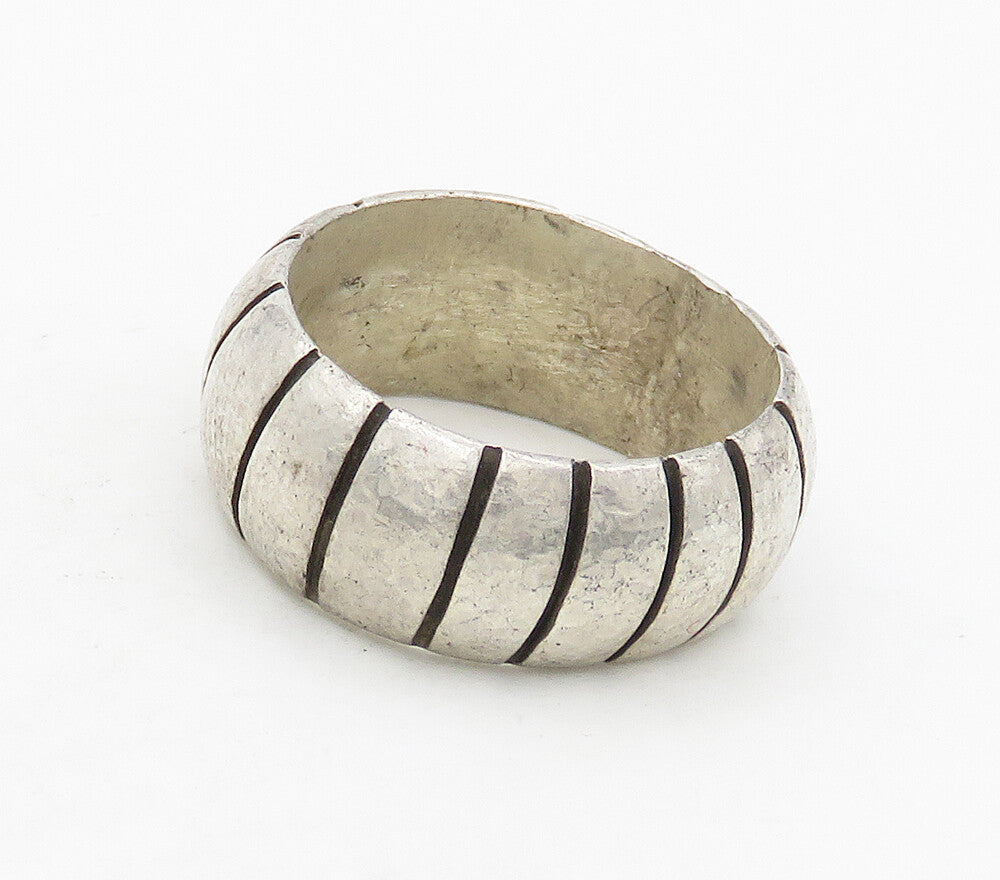 925 Sterling Silver  Vintage Linear Etched Round Band Ring Sz 5.5  RG15963