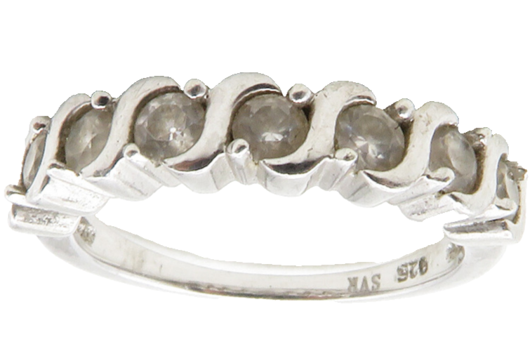 925 Sterling Silver  Shiny Topaz Swirl Design Smooth Band Ring Sz 6  RG12468