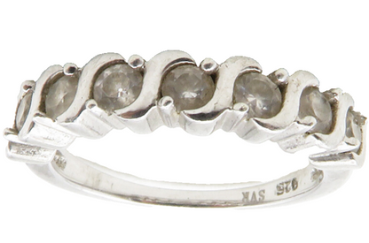 925 Sterling Silver  Shiny Topaz Swirl Design Smooth Band Ring Sz 6  RG12468