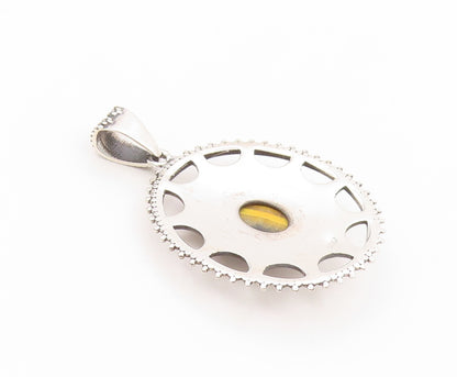925 Sterling Silver Vintage Pendant Cabochon Gemstone Bohemian Locket  PT25836