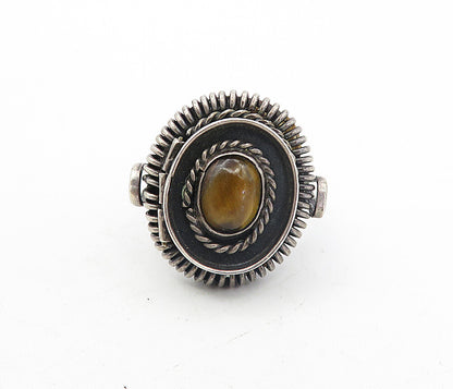 TAXCO 925 Silver  Vintage Tiger's Eye Oval Twist Cocktail Ring Sz 6.5  RG7652