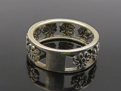 925 Silver  Vintage Etched Floral Cutout Eternity Band Ring Sz 7  RG24480