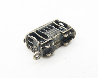 925 Sterling Silver  Vintage Petite Dark Tone Trolley Car Drop Pendant  PT9246