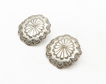 NAVAJO 925 Sterling Silver  Vintage Etched Floral Pattern Drop Earrings EG6576