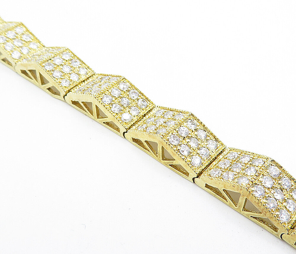 925 Sterling Silver  Sparkling Topaz Shiny Gold Plated Chain Bracelet  BT2660