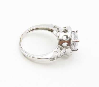 925 Sterling Silver  Sparkling Prong Set Cubic Zirconia Ring Sz 6.5  RG15231