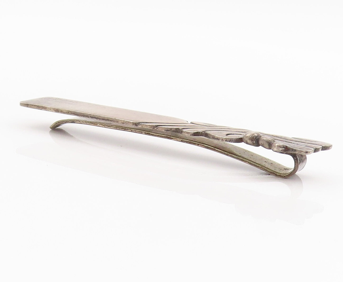 925 Sterling Silver Vintage Tie Clip MARICELA Dark Tone Swirly Carved  TR3852