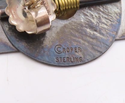 14k Gold & 925 Sterling Silver Vintage Earrings ROPER Tribal Shields  EG13984