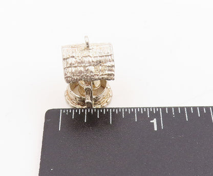 925 Sterling Silver Vintage Pendant Miniature Wishing Well & Bell Charm  PT25344