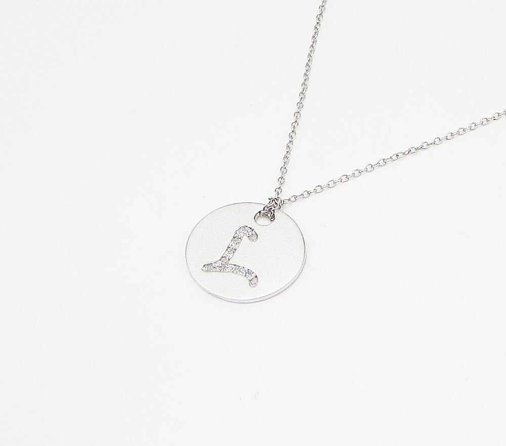 925 Sterling Silver  .10ctw Genuine Diamonds L Initial Pendant & Chain  PT2456