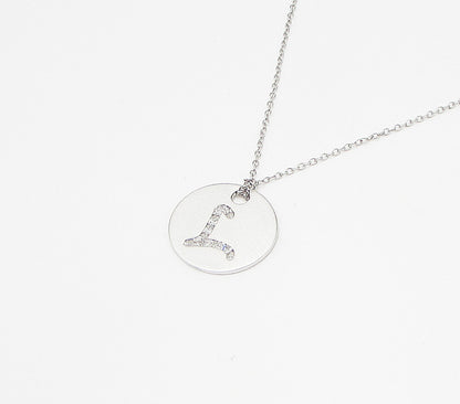 925 Sterling Silver  .10ctw Genuine Diamonds L Initial Pendant & Chain  PT2456
