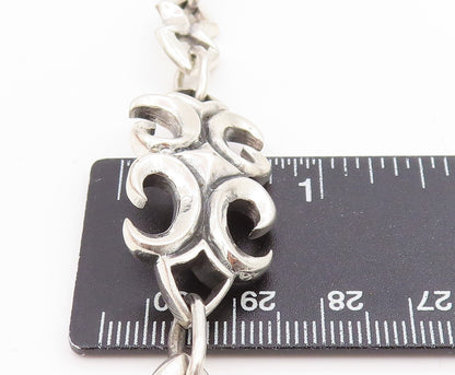 925 Sterling Silver Vintage Bracelet Intricate Gothic Scrollwork Link  BT11676