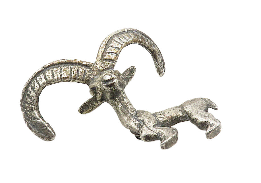 MMA 925 Sterling Silver  Vintage Antique Oxidized Ram Animal Brooch Pin BP4042