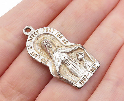 925 Sterling Silver  Vintage Antique Our Lady Of Mercy Mission Pendant  PT4993