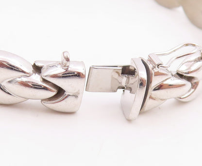 925 Sterling Silver Vintage Bracelet Intertwined Polished Link Chain   BT11476