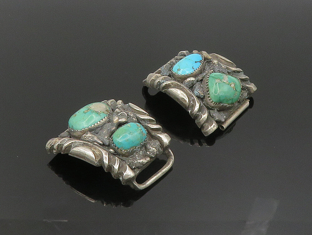 ZUNI NAVAJO 925 Silver  Vintage Heavy Brutalist Turquoise Watch Straps  TR3291