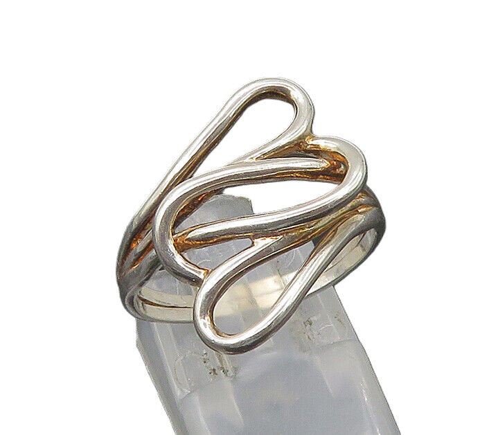 925 Sterling Silver  Vintage Shiny Love Hearts Bypass Ring Sz 8.5  RG22379