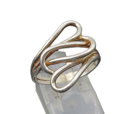 925 Sterling Silver  Vintage Shiny Love Hearts Bypass Ring Sz 8.5  RG22379