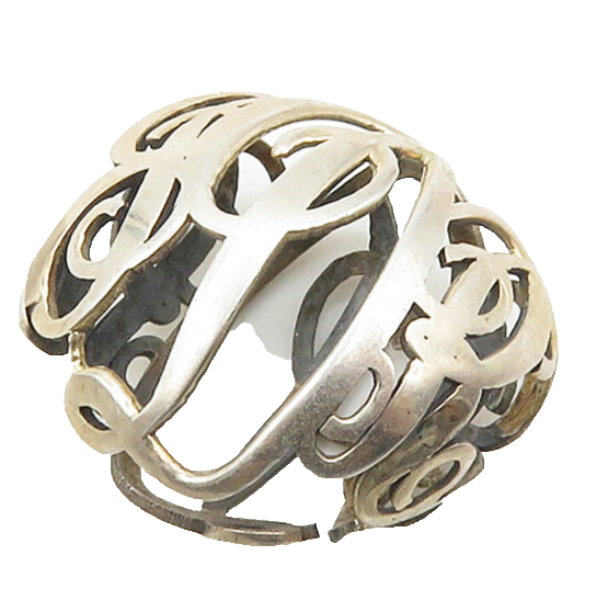 925 Sterling Silver  Vintage Shiny JPR Initials Cage Design Pendant  PT12297