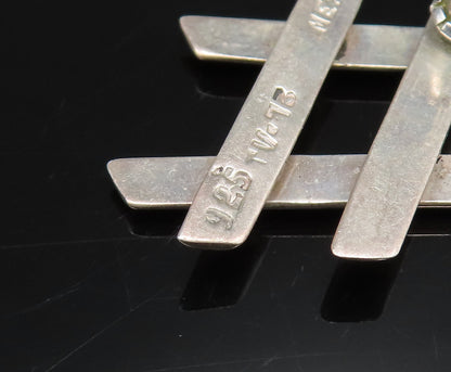 MEXICO 925 Silver  Vintage Fashion Tic Tac Toe Hashtag Stud Earrings  EG12199
