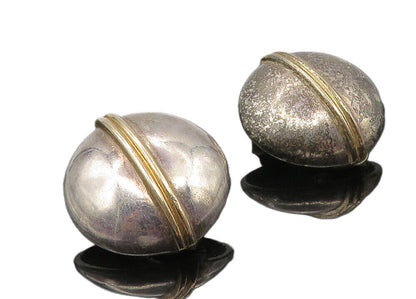 925 Sterling Silver & 14K GOLD  Vintage Two Tone Non Pierce Earrings  EG5144